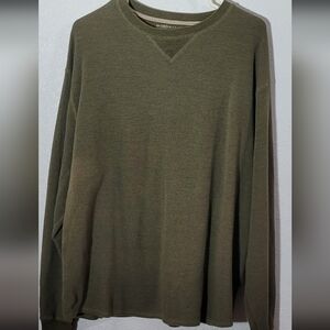 Y2K Faded Glory Mens Structure Waffle Henley Long Sleeve